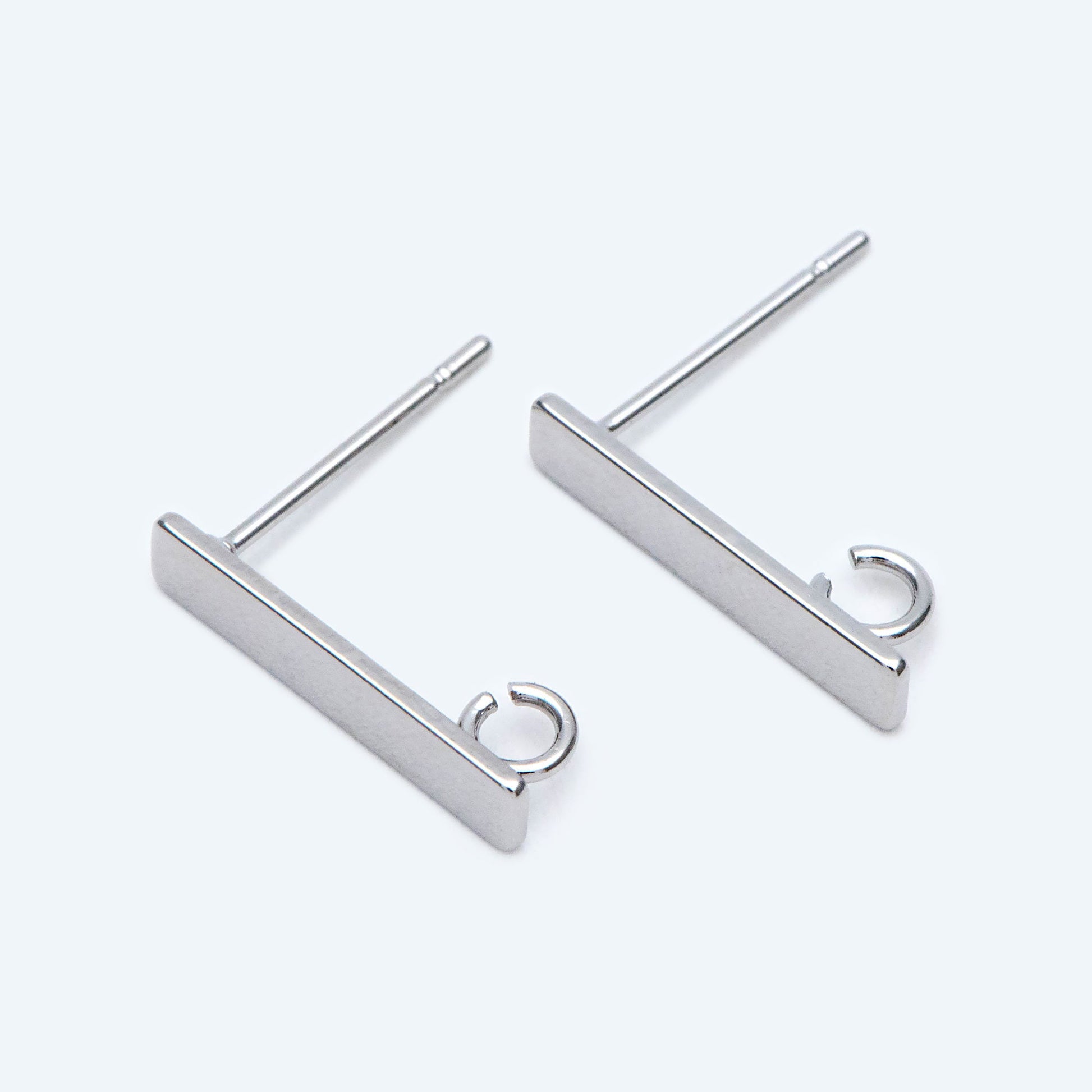 10pcs Gold/ Silver Tone Rectangle Earring Post with Loop, 18K Gold/ Rhodium Plated Brass, Geometric Earring Components (GB-1526)