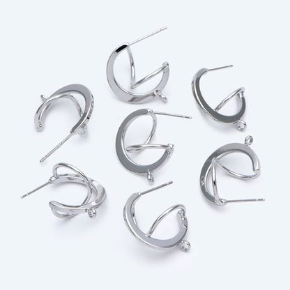 10pcs Gold/ Rhodium plated Brass Earring Posts, Geometric Circle Stud Earring, Circle Size 18mm (GB-596)