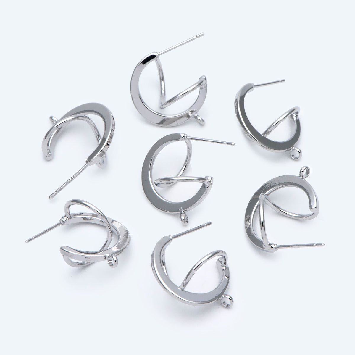 10pcs Gold/ Rhodium plated Brass Earring Posts, Geometric Circle Stud Earring, Circle Size 18mm (GB-596)
