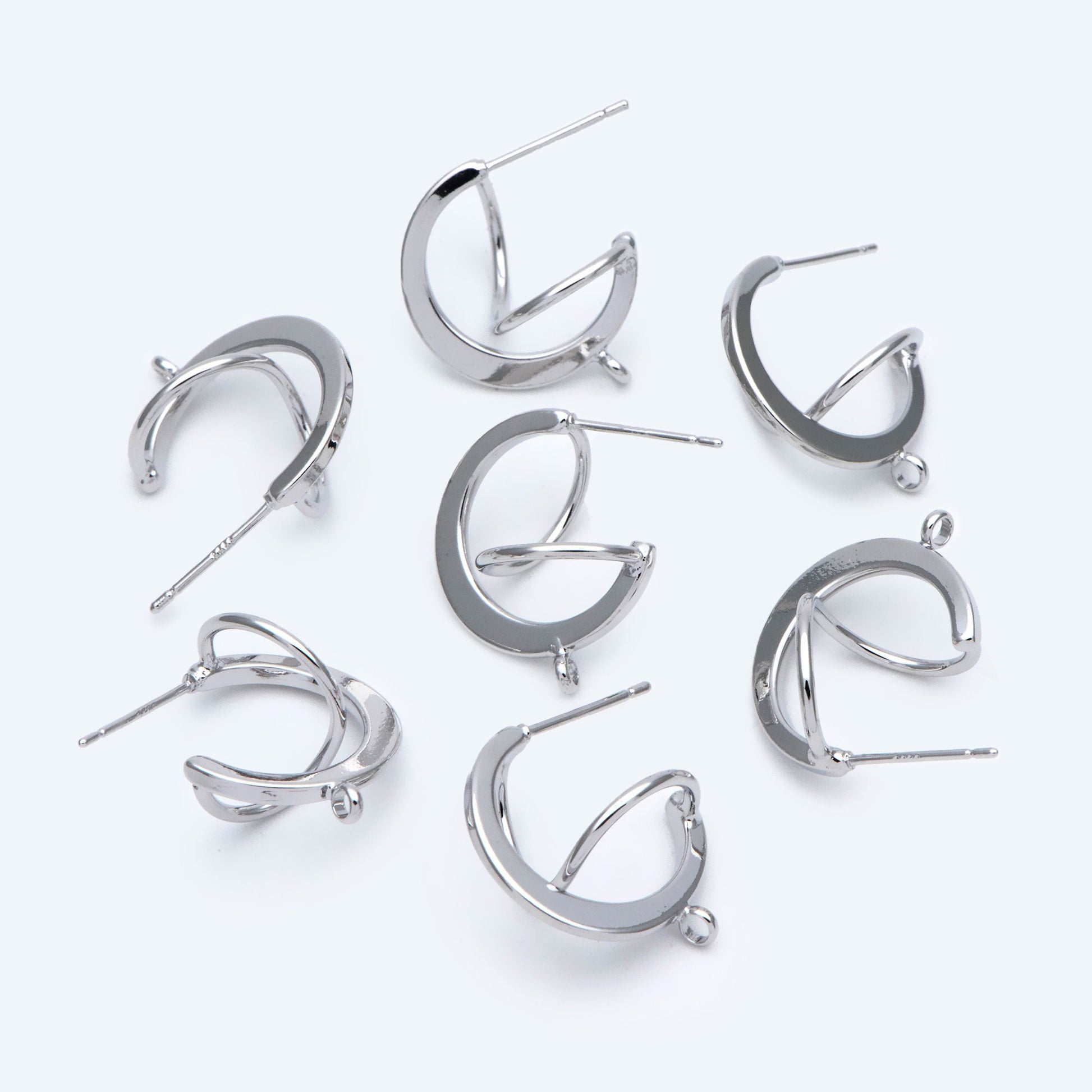 10pcs Gold/ Rhodium plated Brass Earring Posts, Geometric Circle Stud Earring, Circle Size 18mm (GB-596)