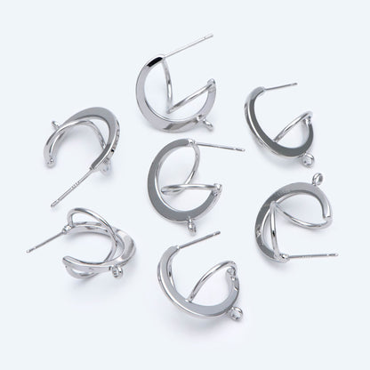 10pcs Gold/ Rhodium plated Brass Earring Posts, Geometric Circle Stud Earring, Circle Size 18mm (GB-596)