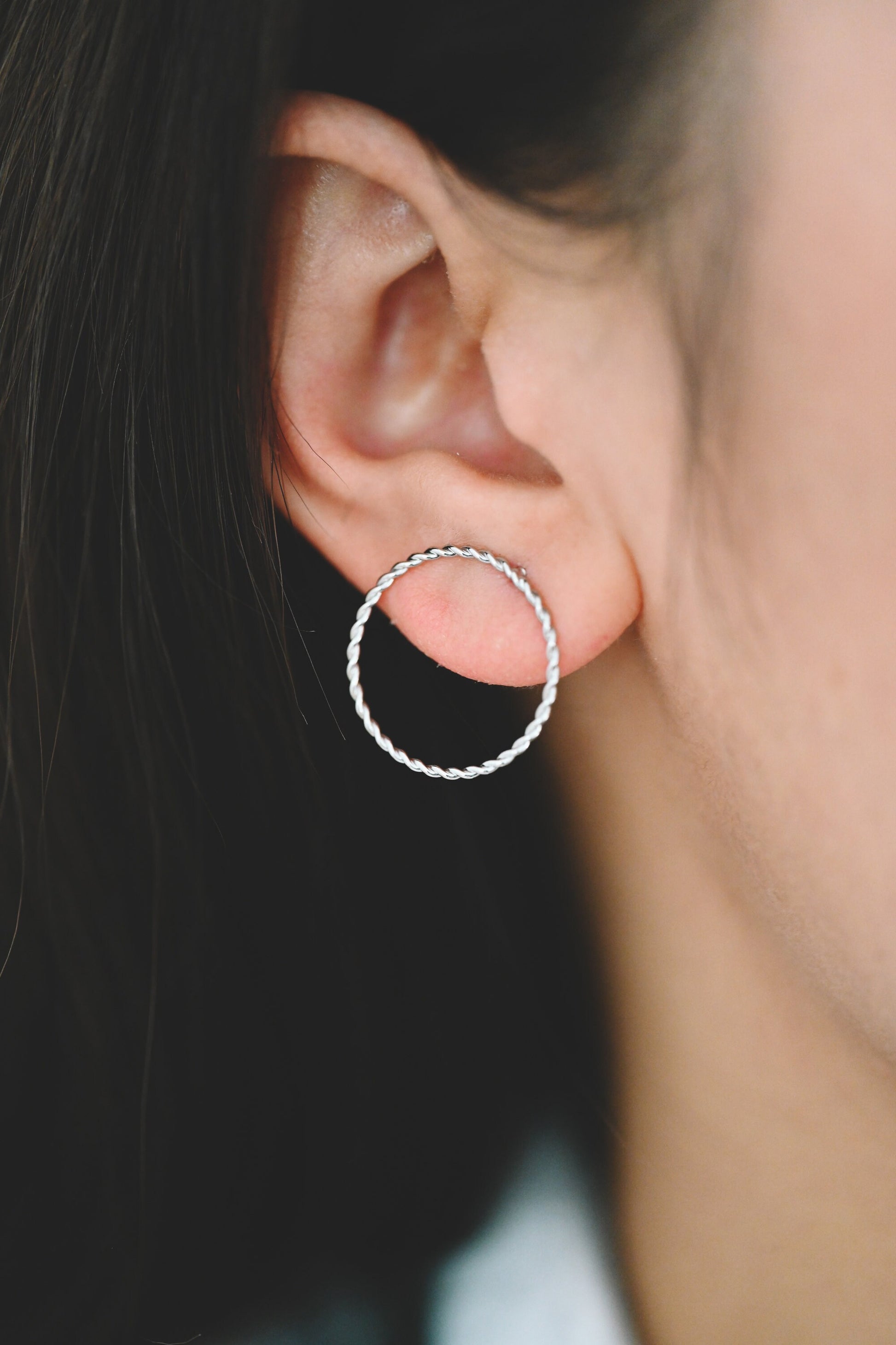 10pcs Circle Ear Posts 20mm, Gold / Rhodium Plated Brass, Geometric Ring Stud Earrings (#GB-2248)