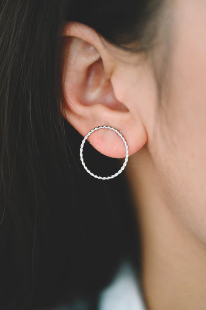 10pcs Circle Ear Posts 20mm, Gold / Rhodium Plated Brass, Geometric Ring Stud Earrings (#GB-2248)