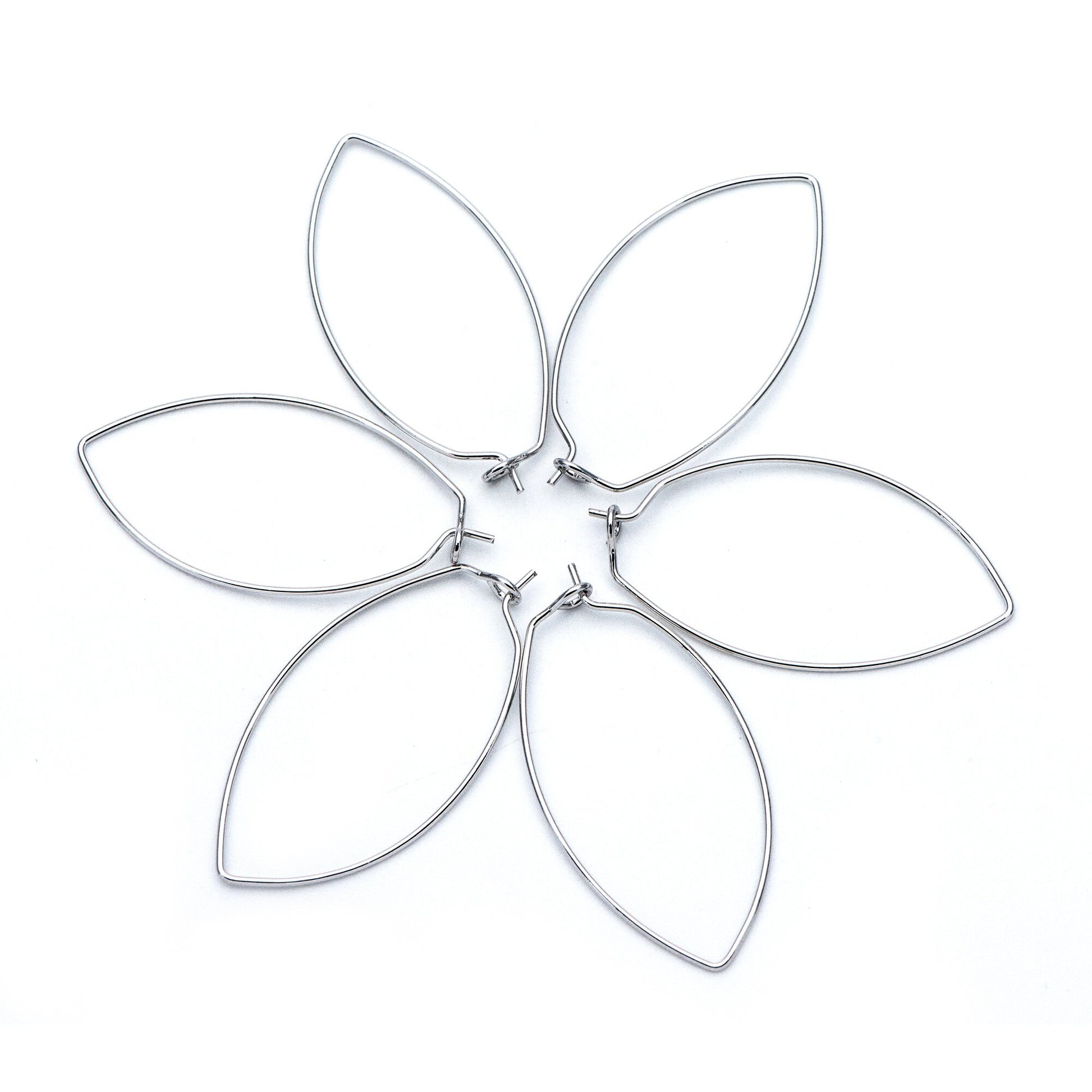 10pcs Gold/ Silver Tone Oval Hoop Ear Wire, Gold/ Rhodium plated Brass Threader Earrings (GB-659)