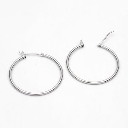 10pcs Gold/ Silver Tone Hoop Earrings, Size 15/ 20/ 25/ 30/ 35/ 40/ 45mm by 1.5mm Thick, Huggie Minimalist Earrings (GB-2812)