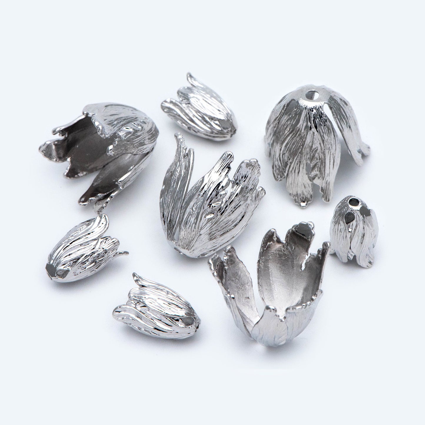 10pcs Large Flower Bead Caps, Real Gold/ Rhodium plated Brass Tulip Cap, Floral Tassel Caps, Lead Nickel Free (GB-057)
