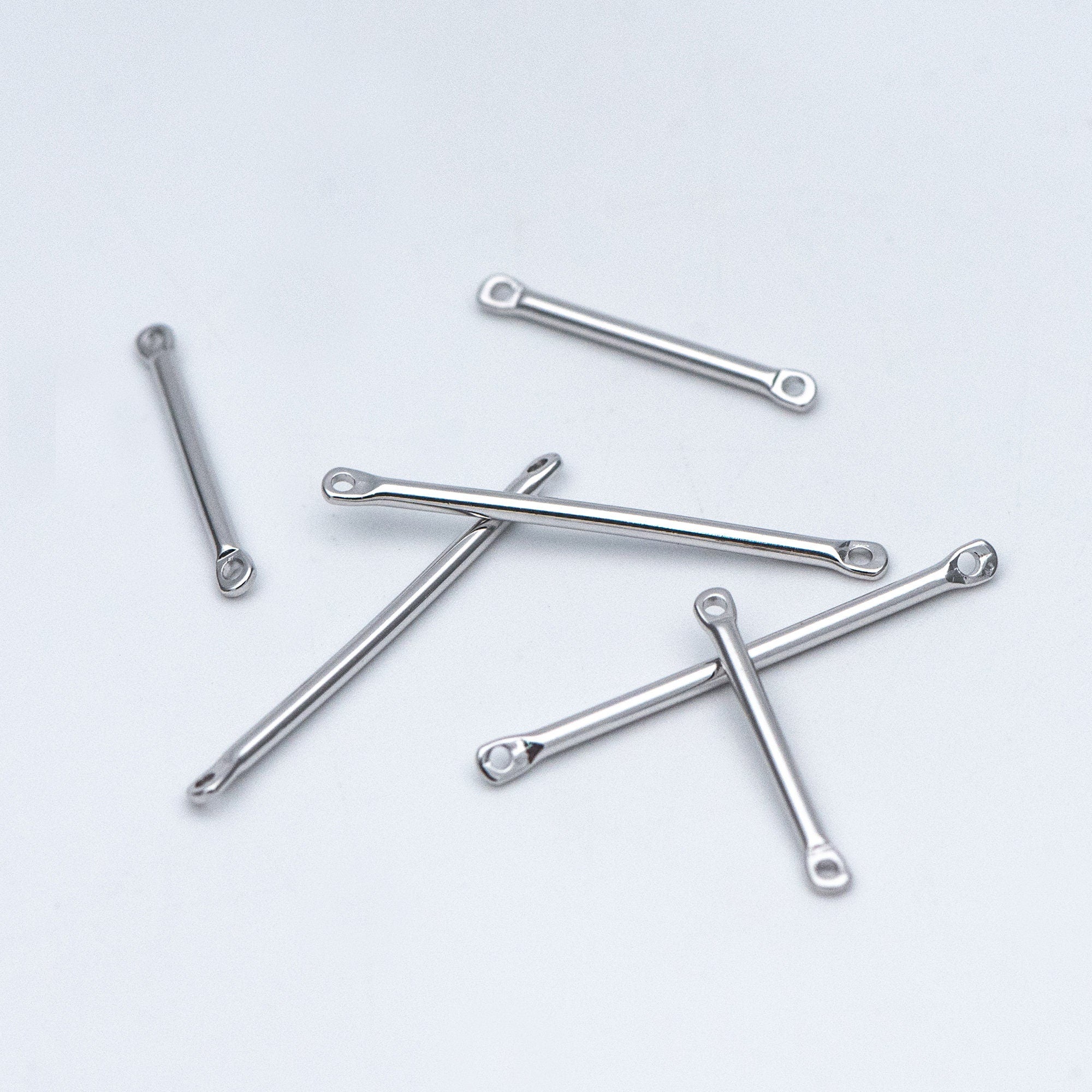 10pcs Gold/ Silver tone Tube Bar Connectors, Gold/ Rhodium plated Brass Stick Charm Pendants, 20/ 25/ 30/ 40mm Multi Size (GB-642)