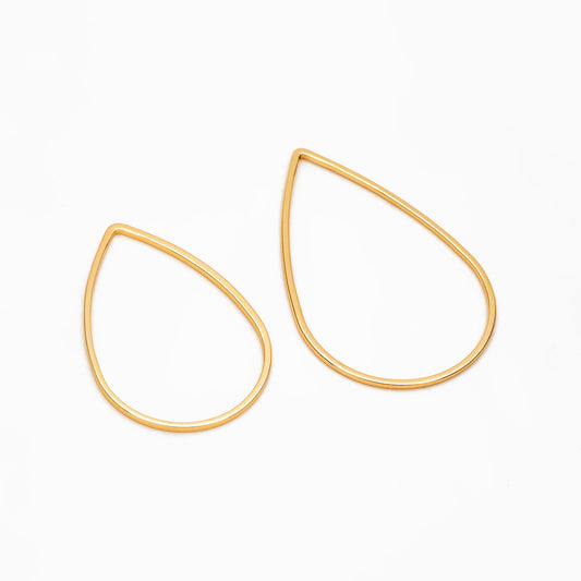 10pcs Gold/ Silver/ Rose Gold Teardrop Link Connector Charms 32/ 38mm, Gold/ Rhodium plated Brass Geometric Shape Pendants (GB-097)