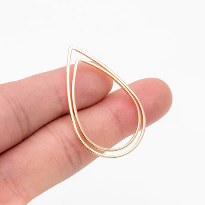 10pcs Gold/ Silver/ Rose Gold Teardrop Link Connector Charms 32/ 38mm, Gold/ Rhodium plated Brass Geometric Shape Pendants (GB-097)