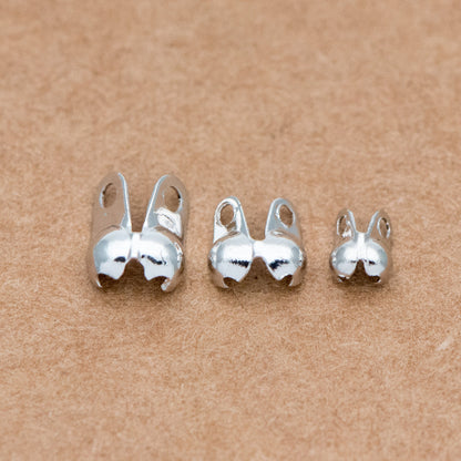 50pcs Gold/ Silver tone Side Clamp Bead Tips, Gold/ Rhodium plated Brass, Fit 1.5/ 2/ 2.5/ 3mm Beads, Multi Sizes (GB-134)