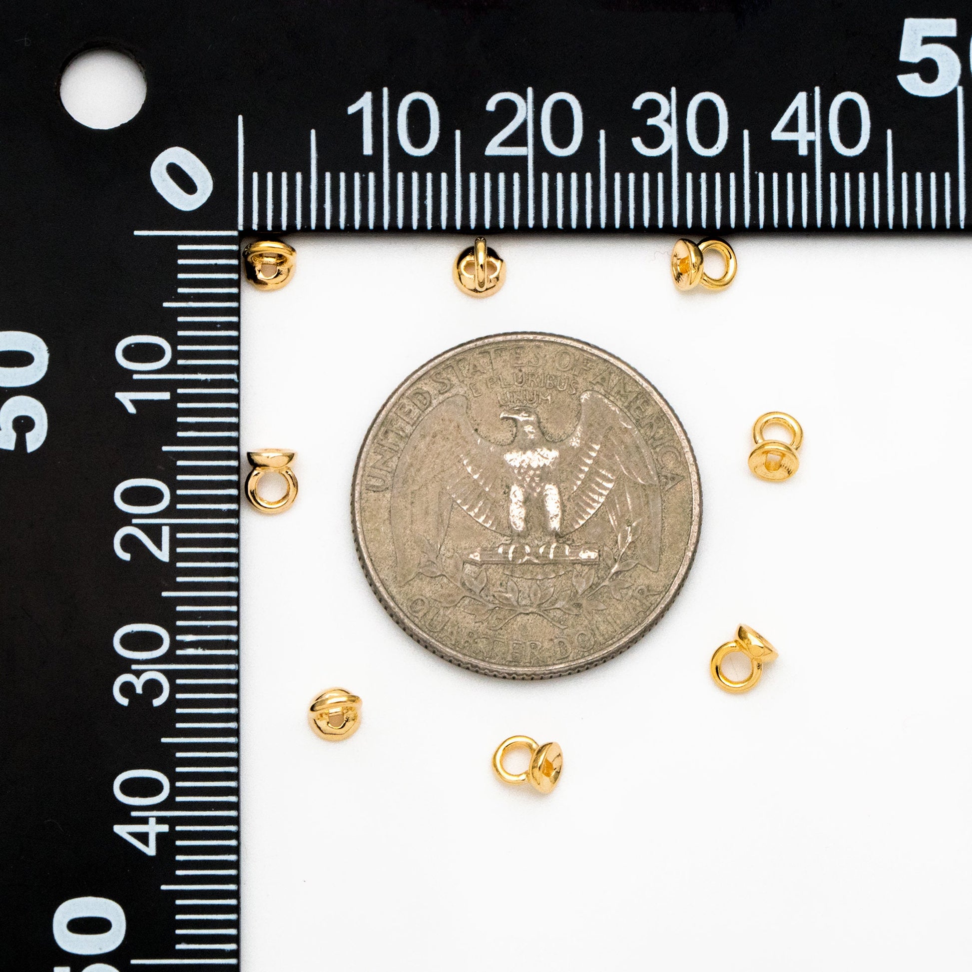 10pcs Gold Bead End Cap with Loop, Gold plated Brass bead end for Necklace Making (GB-4262)