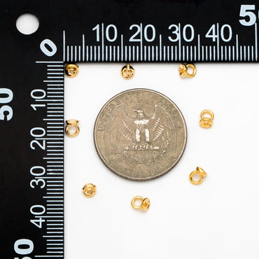10pcs Gold Bead End Cap with Loop, Gold plated Brass bead end for Necklace Making (GB-4262)