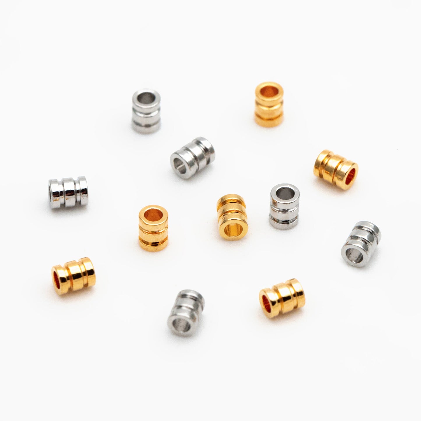 20pcs Gold/ Silver Tube Beads 2.5x2mm, 18K Gold/ Rhodium plated Brass, Tube Spacer Beads (GB-4264)