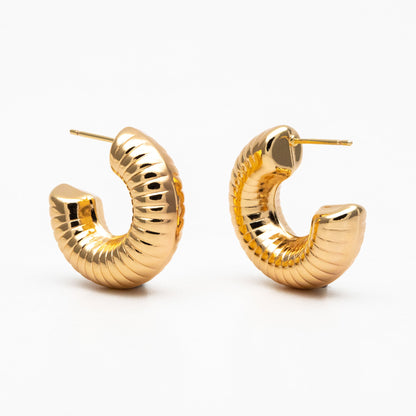 4pcs Gold Round Circle Earrings 25mm, Gold plated Brass, Dainty Geometric Hoop Stud Earrings (GB-4265)