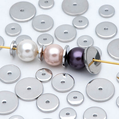20pcs Gold/ Silver Tone Disc Spacer Beads, Round Coin Beads, Smooth Flat Disk Spacers 4/ 6/ 8/ 10mm, Donuts Findings diy jewelry (GB-1333)
