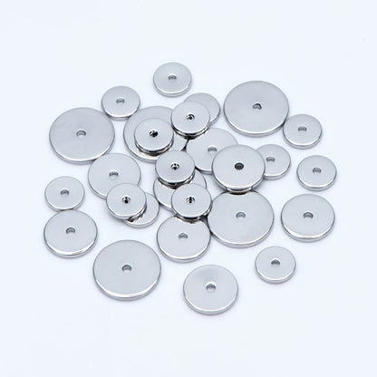 20pcs Gold/ Silver Tone Disc Spacer Beads, Round Coin Beads, Smooth Flat Disk Spacers 4/ 6/ 8/ 10mm, Donuts Findings diy jewelry (GB-1333)