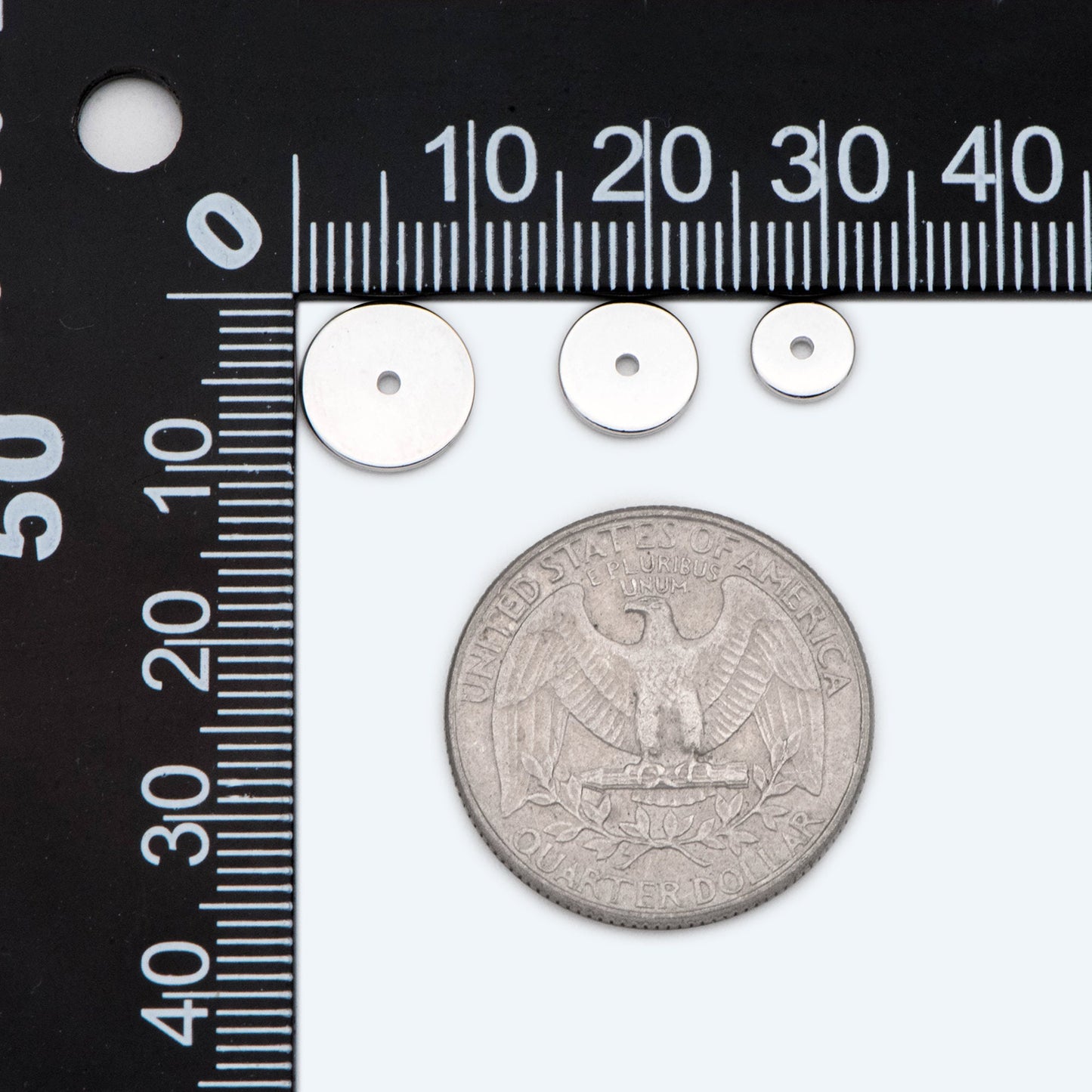 20pcs Gold/ Silver Tone Disc Spacer Beads, Round Coin Beads, Smooth Flat Disk Spacers 4/ 6/ 8/ 10mm, Donuts Findings diy jewelry (GB-1333)