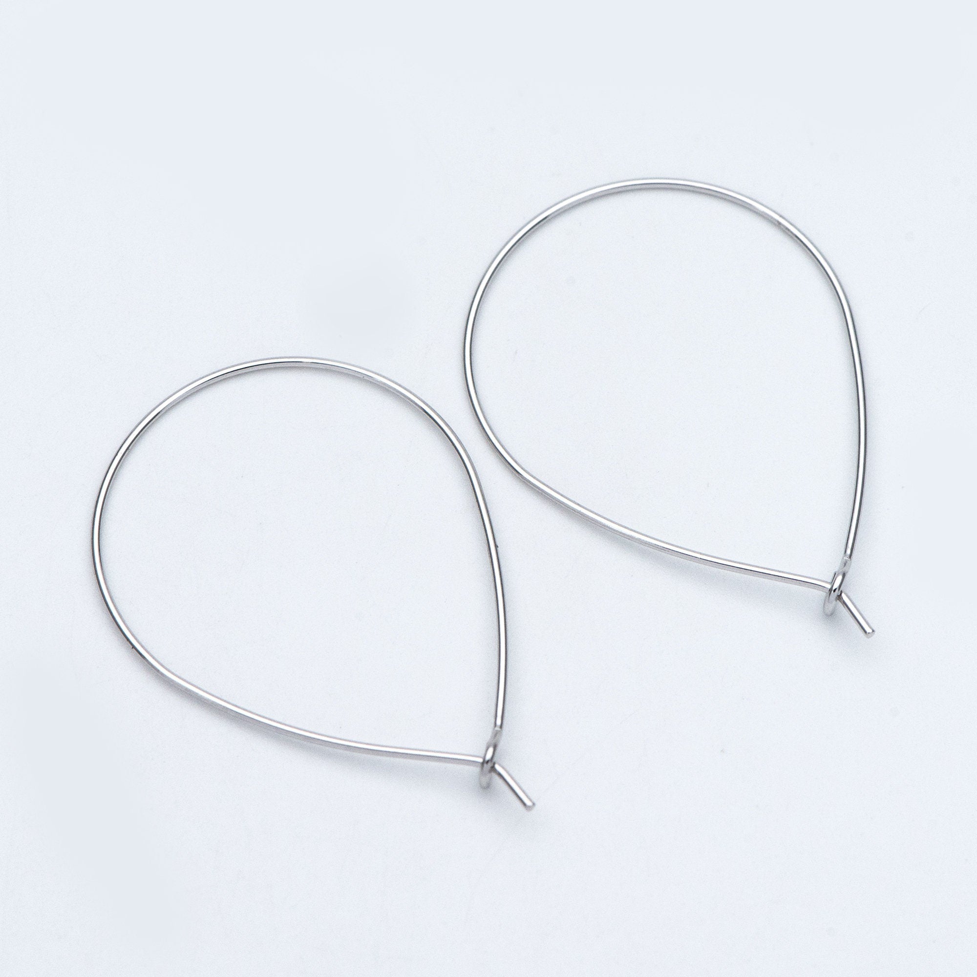 10pcs Gold/ Silver Tone Teardrop Earring Hoops, 38x26mm Geometric Ear Wire Charm Pendants, Threader Earring Components (GB-709)