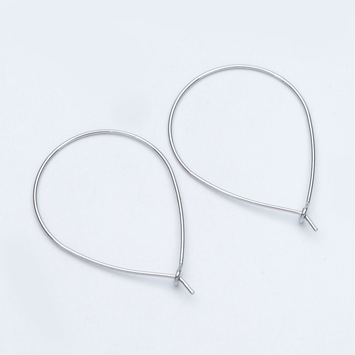 10pcs Gold/ Silver Tone Teardrop Earring Hoops, 38x26mm Geometric Ear Wire Charm Pendants, Threader Earring Components (GB-698-E)