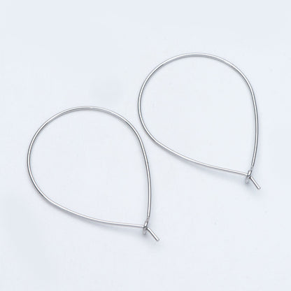10pcs Gold/ Silver Tone Teardrop Earring Hoops, 38x26mm Geometric Ear Wire Charm Pendants, Threader Earring Components (GB-698-E)