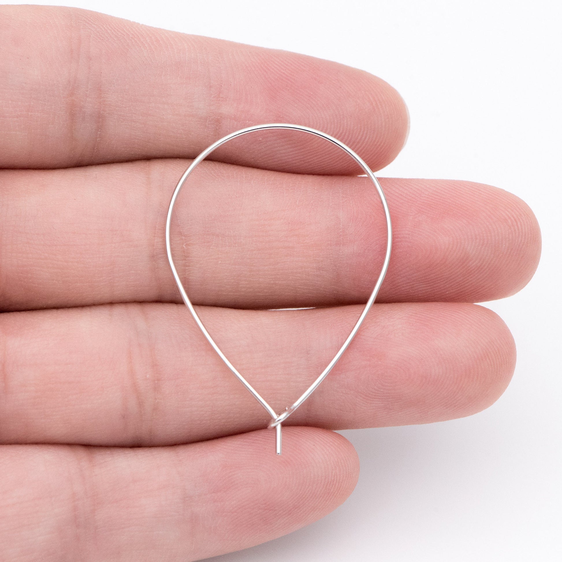 10pcs Gold/ Silver Tone Teardrop Earring Hoops, 38x26mm Geometric Ear Wire Charm Pendants, Threader Earring Components (GB-709)