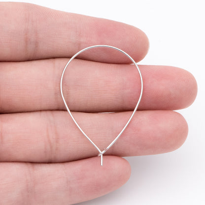 10pcs Gold/ Silver Tone Teardrop Earring Hoops, 38x26mm Geometric Ear Wire Charm Pendants, Threader Earring Components (GB-698-E)