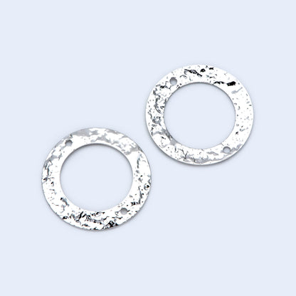 10pcs Gold/ Silver tone Circle Disc Connector Pendant 21mm, Gold/ Rhodium plated Brass Geometric Hammered Charms (GB-1422-A)