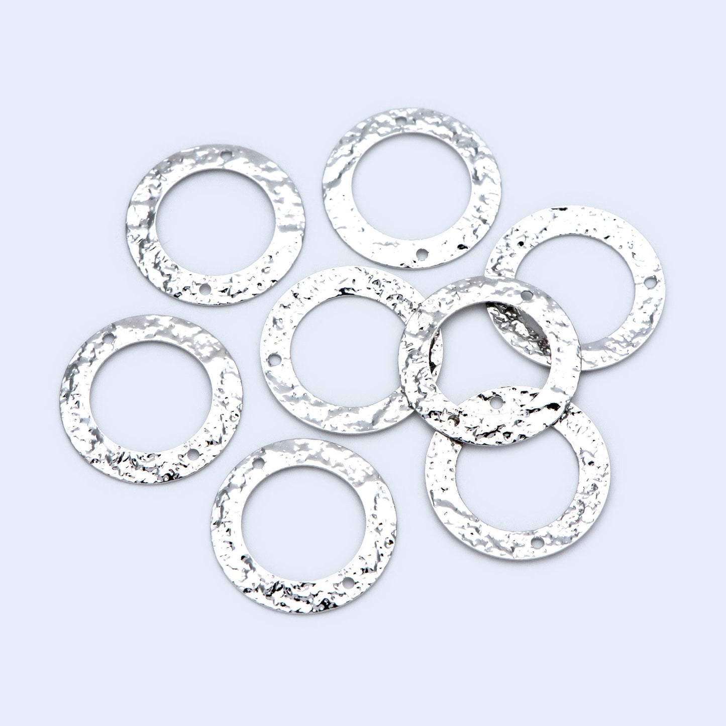 10pcs Gold/ Silver tone Circle Disc Connector Pendant 21mm, Gold/ Rhodium plated Brass Geometric Hammered Charms (GB-1422-A)