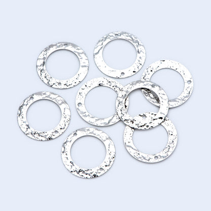 10pcs Gold/ Silver tone Circle Disc Connector Pendant 21mm, Gold/ Rhodium plated Brass Geometric Hammered Charms (GB-1422-A)