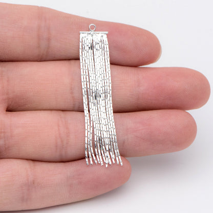 4pcs Gold/ Silver tone Chain Tassels 47x9mm, Gold/ Rhodium plated Brass Tassel Charm Pendants (GB-945-F)