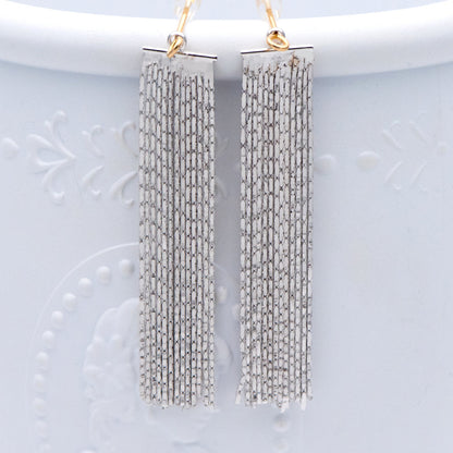 4pcs Gold/ Silver tone Chain Tassels 47x9mm, Gold/ Rhodium plated Brass Tassel Charm Pendants (GB-945-F)