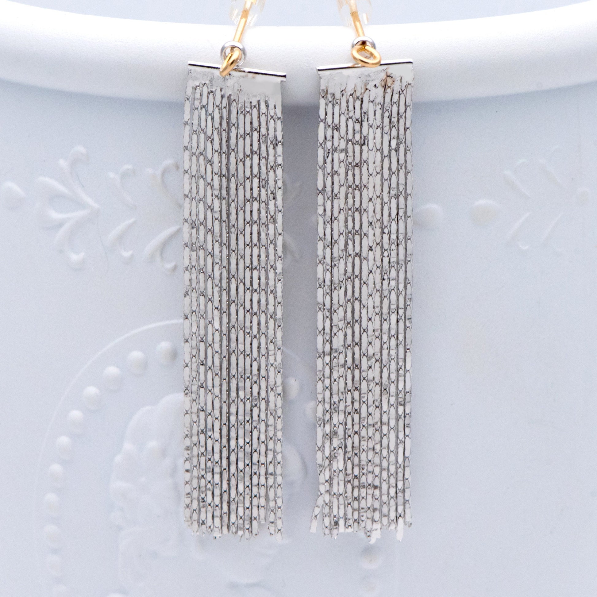 4pcs Gold/ Silver tone Chain Tassels 47x9mm, Gold/ Rhodium plated Brass Tassel Charm Pendants (GB-945-F)