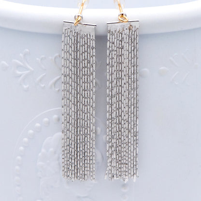 4pcs Gold/ Silver tone Chain Tassels 47x9mm, Gold/ Rhodium plated Brass Tassel Charm Pendants (GB-945-F)