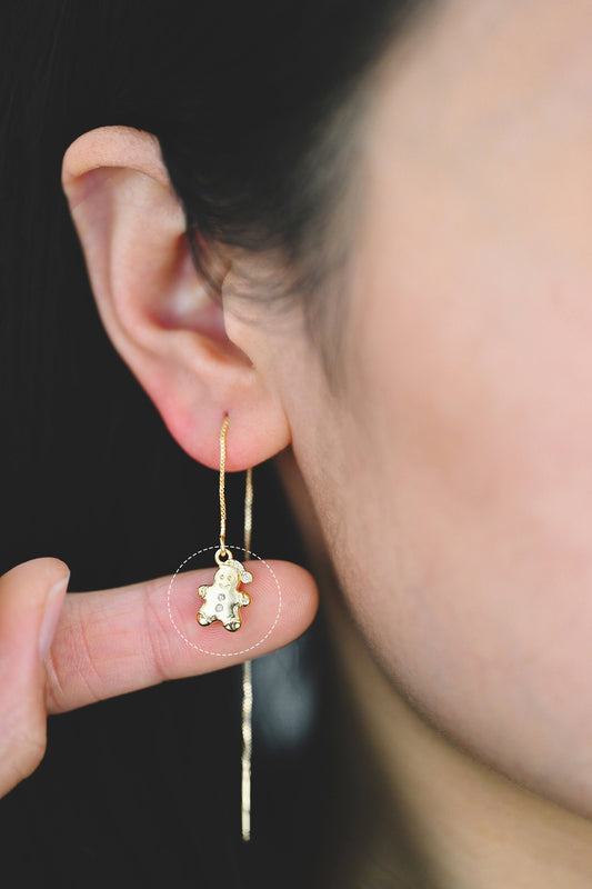 4pcs CZ Pave Gold Gingerbread Man Charms 13x9mm, Gold plated Brass Dainty Christmas Pendants (GB-713-C)