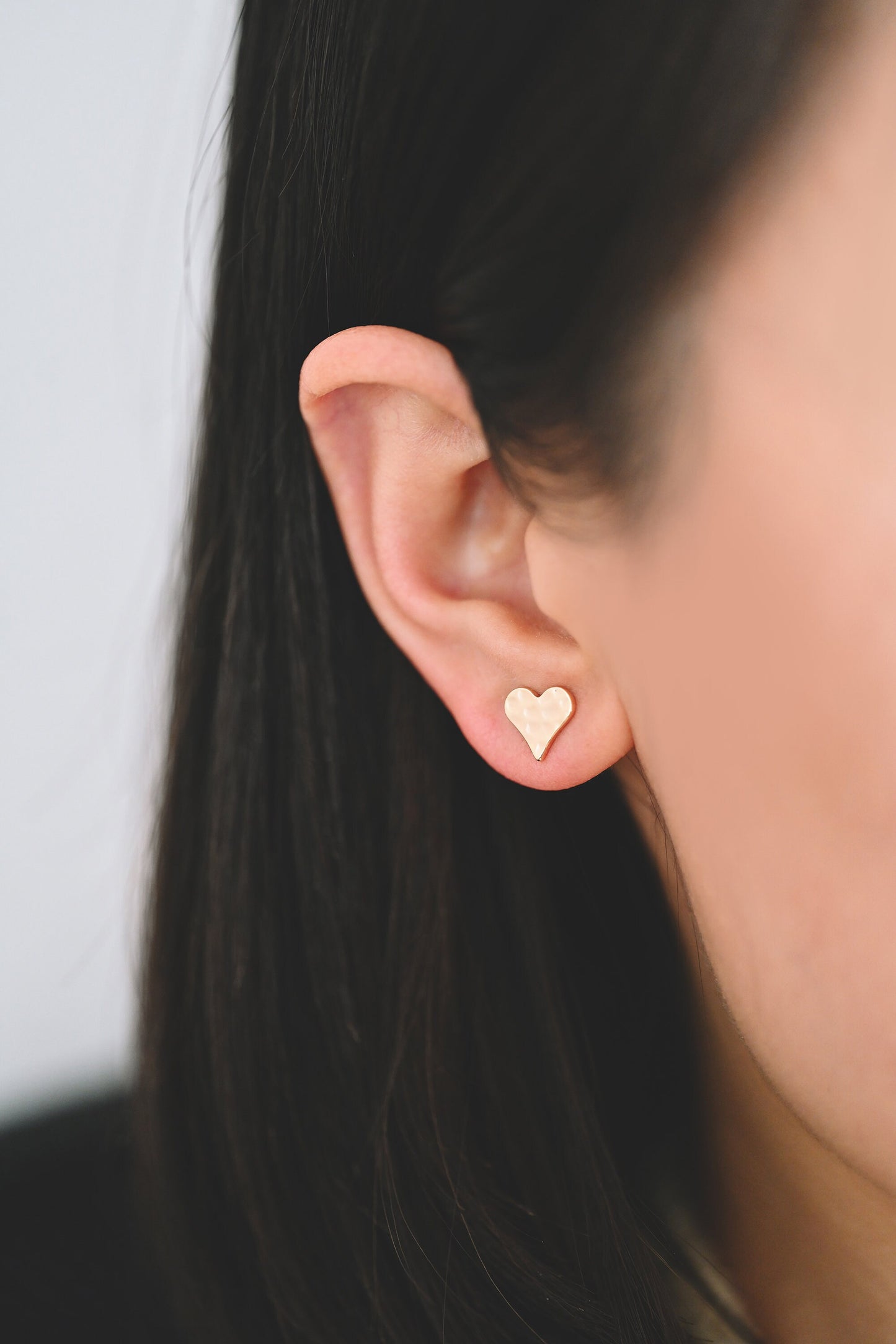 10pcs Gold Hammered Heart/ Triangle/ Teardrop Minimalist Earrings, Real Gold Plated Brass Geometric Earring Studs (GB-4190)