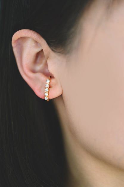 4pcs CZ Pave Gold/ Silver Curved Bar Earrings, Real Gold/ Rhodium Plated Brass Stick Stud Earrings (#GB-4253)