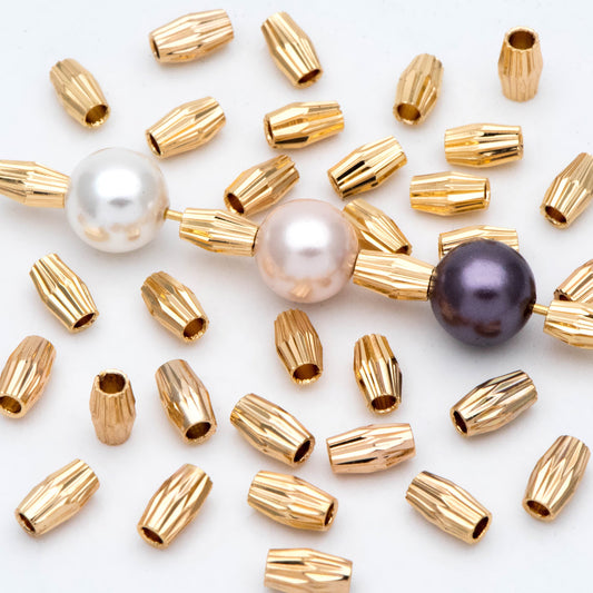 20pcs Gold/ Silver tone Oval Beads 6x3.5mm, Real Gold/ Rhodium plated Brass Tube Spacers (GB-715)