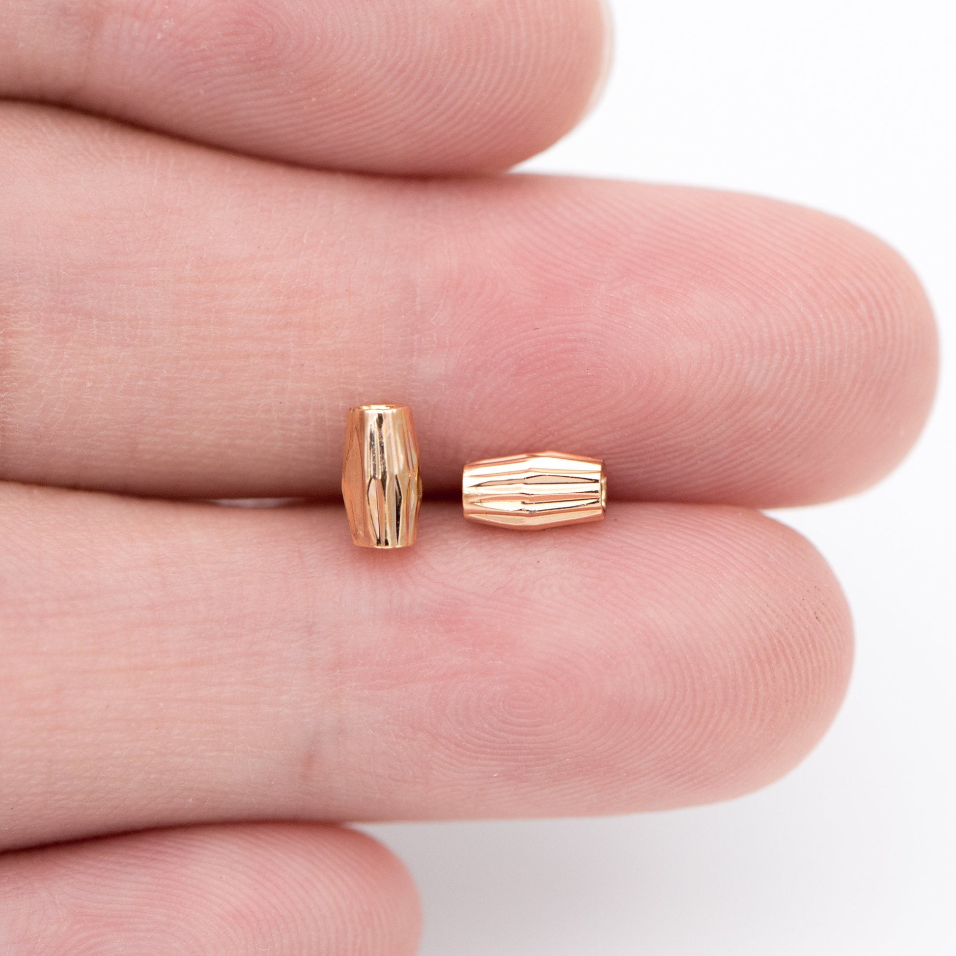 20pcs Gold/ Silver tone Oval Beads 6x3.5mm, Real Gold/ Rhodium plated Brass Tube Spacers (GB-715)