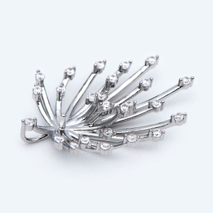 4pcs CZ Pave Gold/ Silver tone Fireworks Charm 27x14mm, DIY Pendant Drop Bail, Peg Pearl Findings, Pearl Setting (GB-1424)