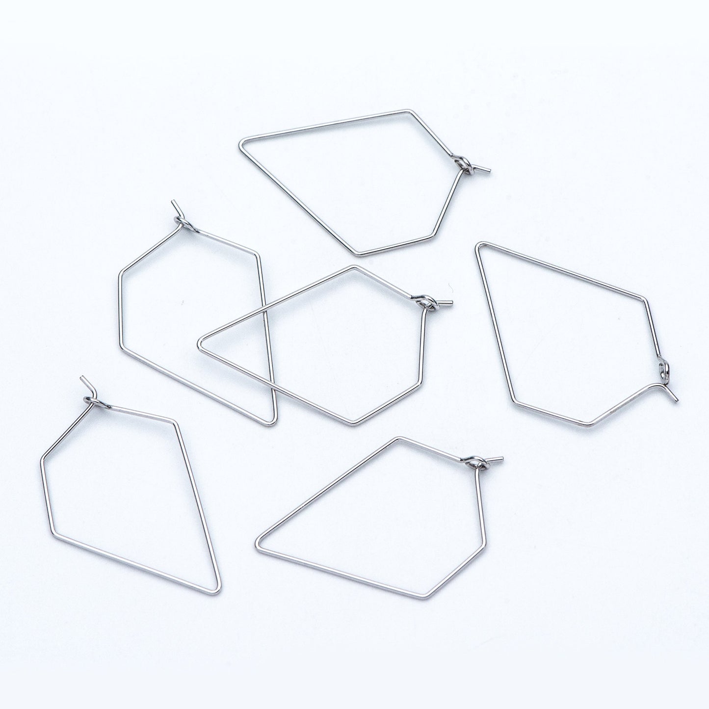 10pcs Gold/ Silver tone Geometric Hoop Earring 35x23mm, 18K Gold/ Rhodium plated Brass, Ear Wire Components (GB-705)