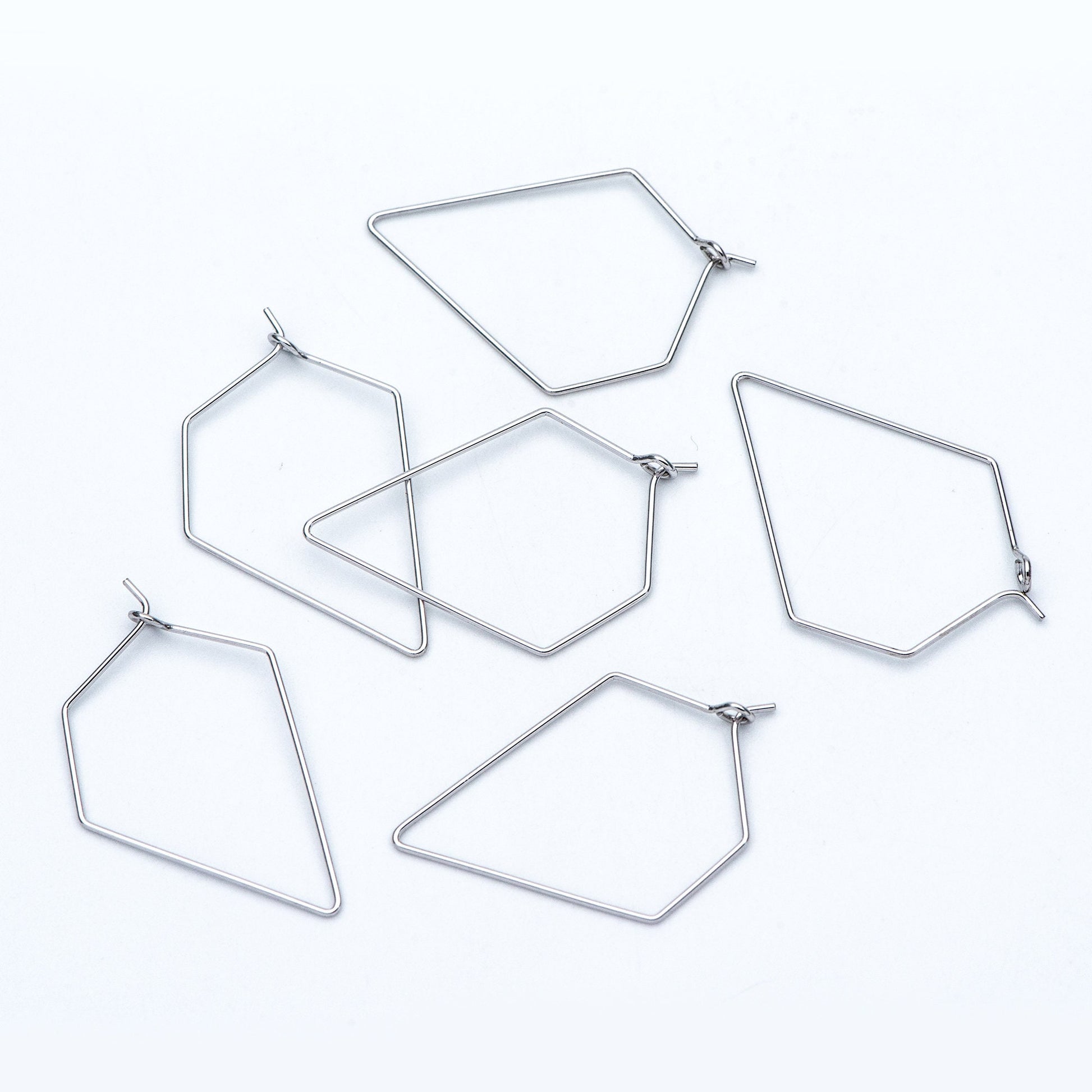 10pcs Gold/ Silver tone Geometric Hoop Earring 35x23mm, 18K Gold/ Rhodium plated Brass, Ear Wire Components (GB-705)