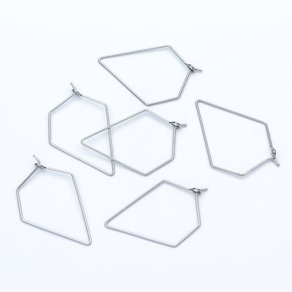 10pcs Gold/ Silver tone Geometric Hoop Earring 35x23mm, 18K Gold/ Rhodium plated Brass, Ear Wire Components (GB-705)