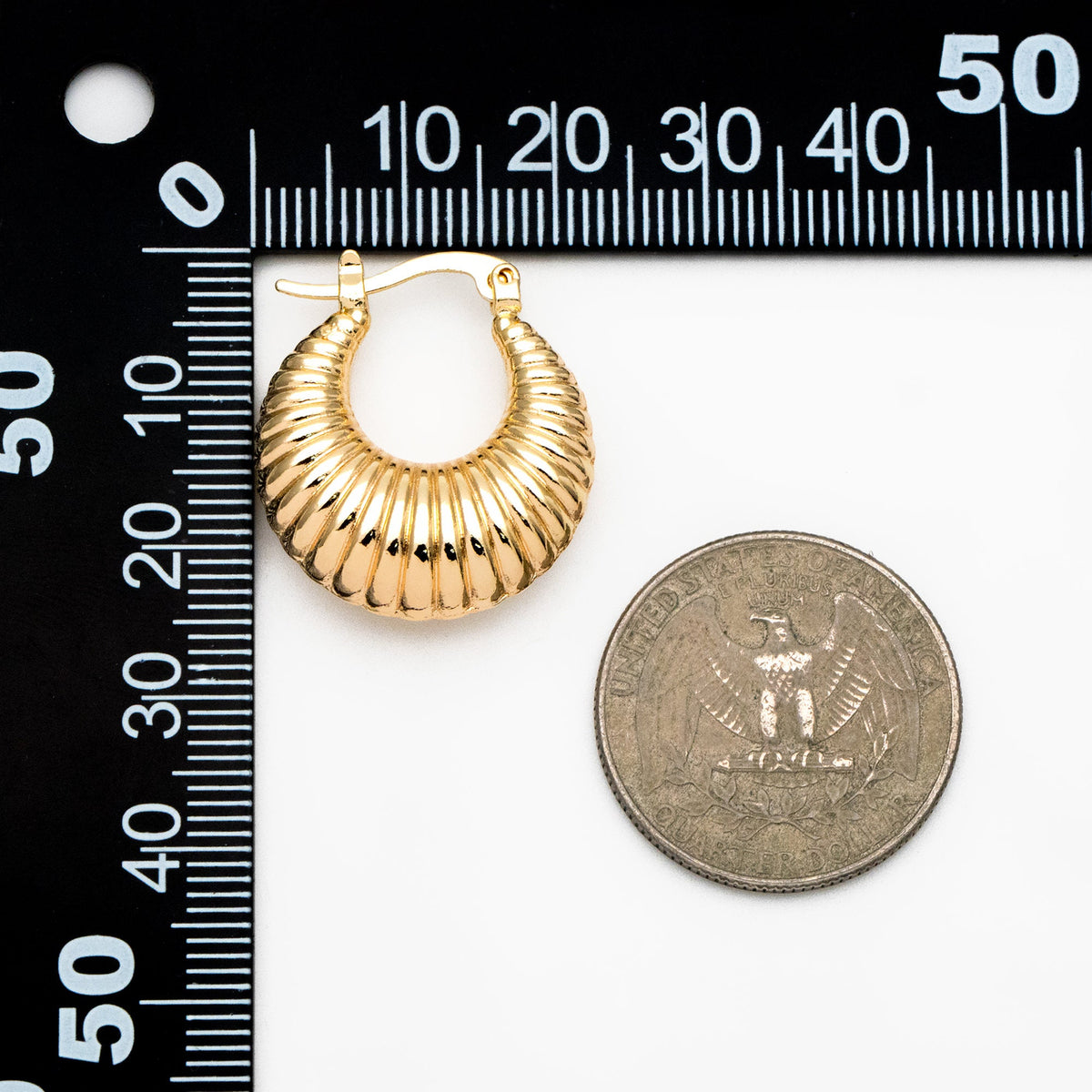 4pcs Gold U-Shaped Earrings 25x22mm, Real Gold plated Brass, Minimalist Hoop Earrings (GB-4267)