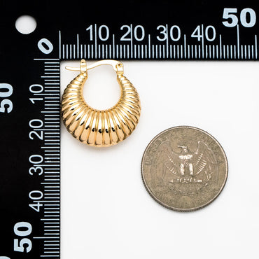 4pcs Gold U-Shaped Earrings 25x22mm, Real Gold plated Brass, Minimalist Hoop Earrings (GB-4267)