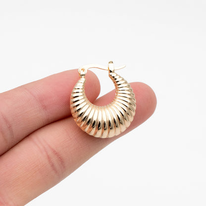 4pcs Gold U-Shaped Earrings 25x22mm, Real Gold plated Brass, Minimalist Hoop Earrings (GB-4267)
