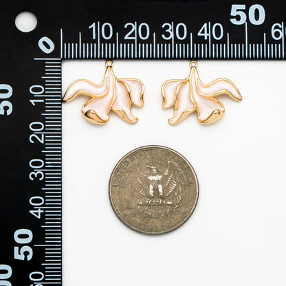 4pcs Gold Enamel Flower Charms, 18K Real Gold plated Brass, Floral Earring Pendants (GB-3950-B)