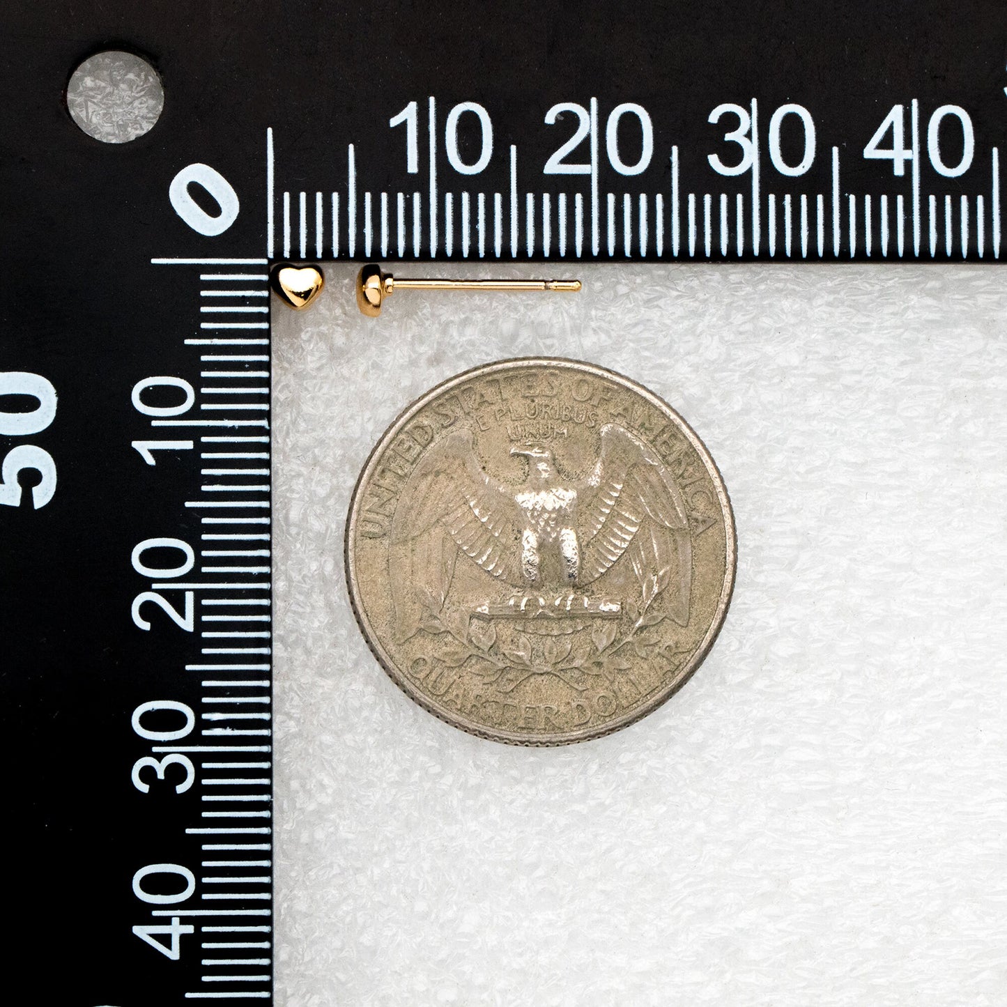 10pcs Gold/ Silver Tiny Heart Earrings, Real Gold/ Rhodium plated Brass, Geometric Earring Studs (GB-4287)