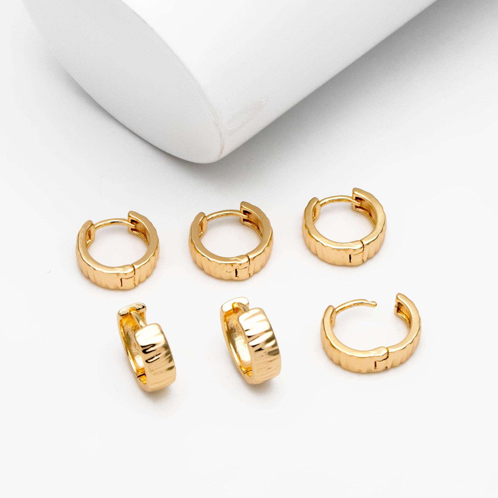 4pcs Gold/ Silver Wrinkled Hoop Earrings, Gold Huggie Earrings, Gold Hoops, Huggies (GB-4291)