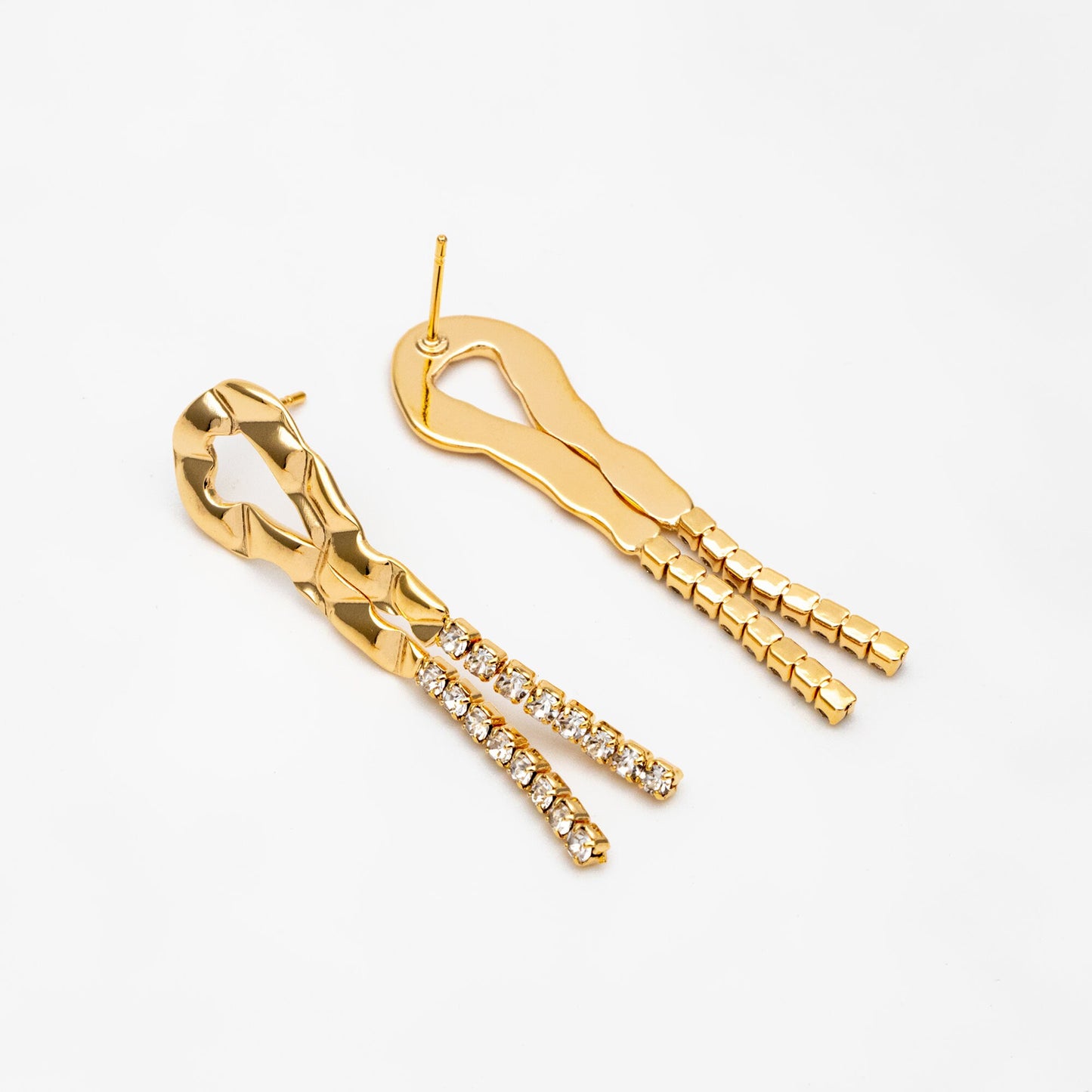 4pcs CZ Pave Gold/ Silver Chain Tassel Earrings, Tassel Stud Earring, Dangling Earrings, Minimalist Earrings (GB-4292)