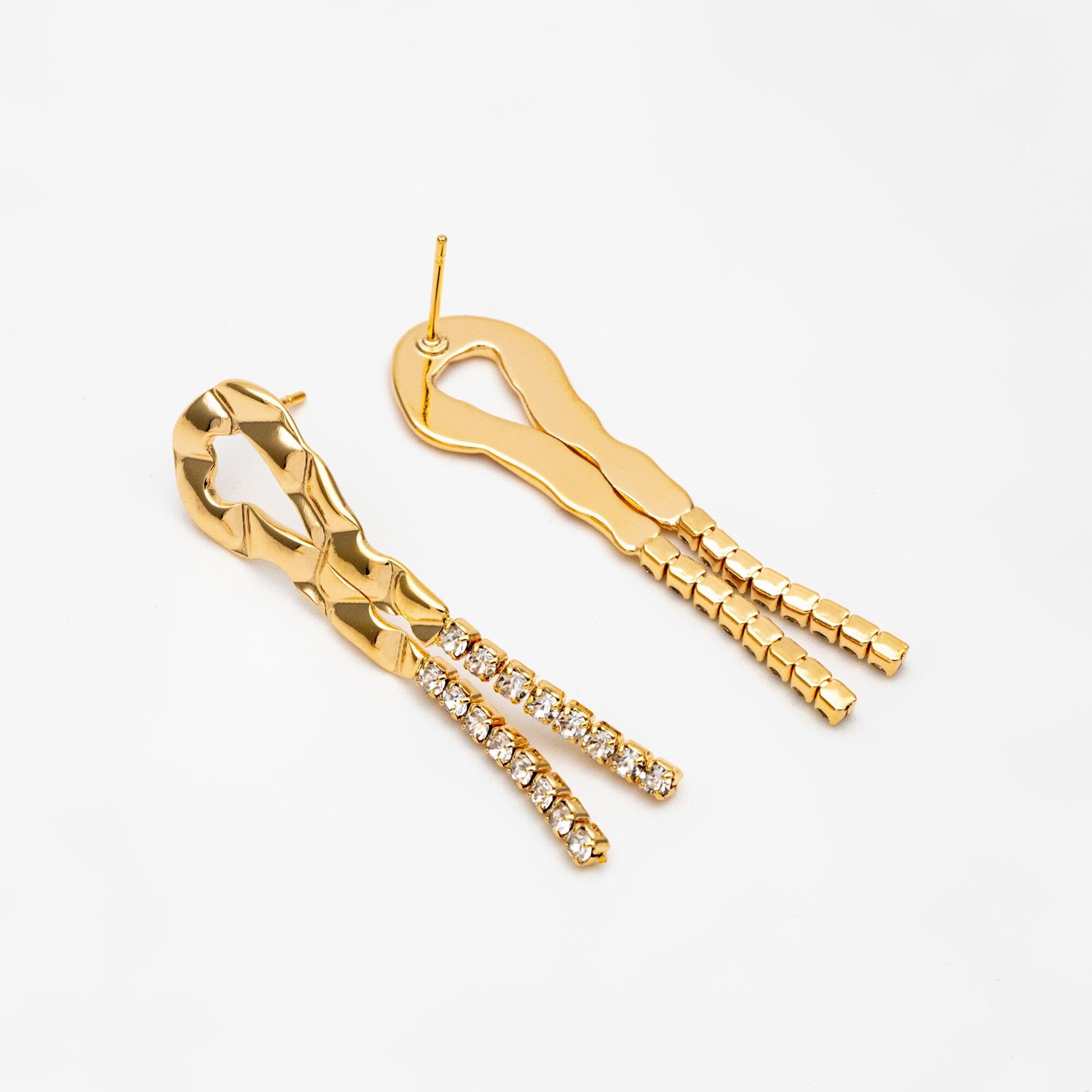 4pcs CZ Pave Gold/ Silver Chain Tassel Earrings, Tassel Stud Earring, Dangling Earrings, Minimalist Earrings (GB-4292)